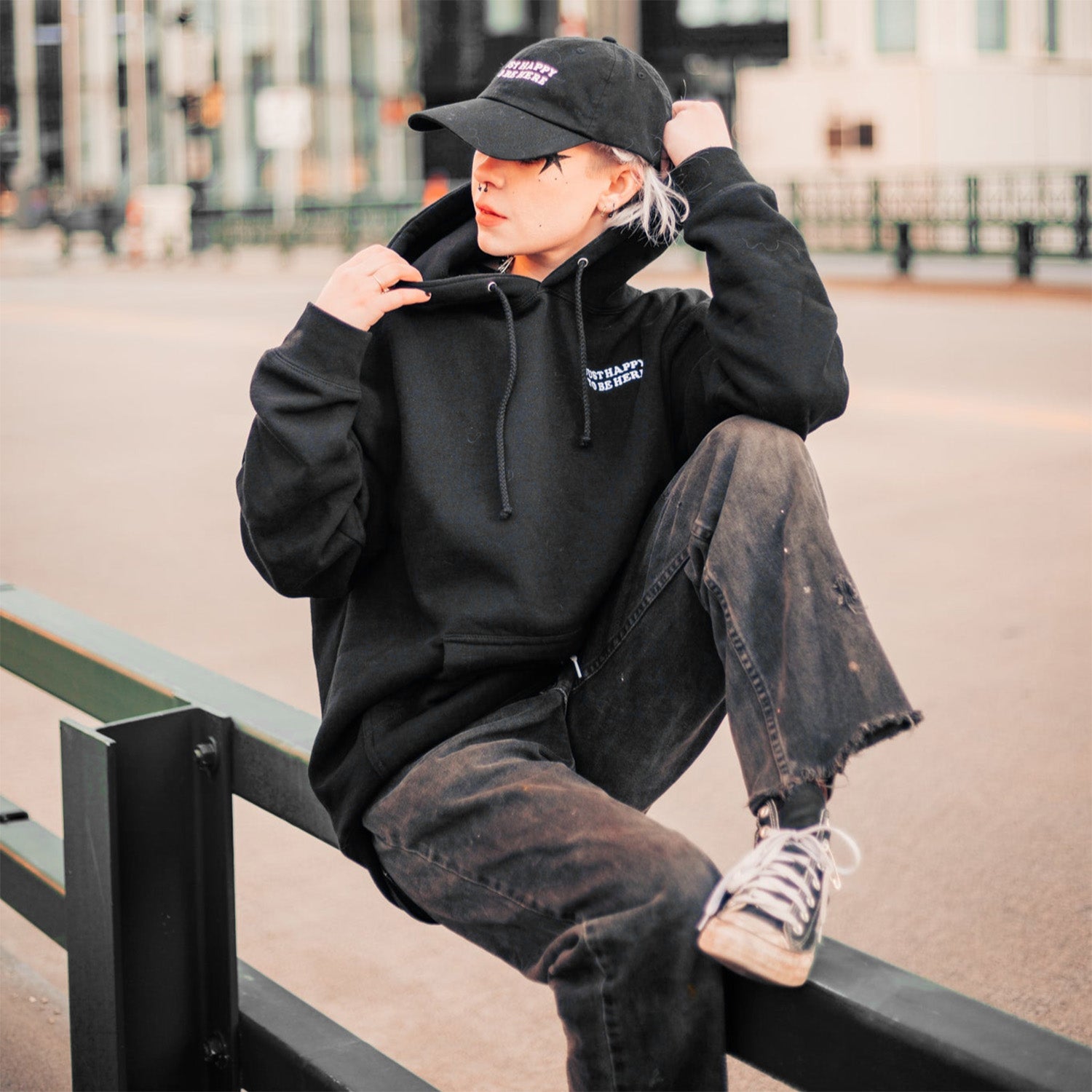 Embroidered Wavy Logo Hoodie